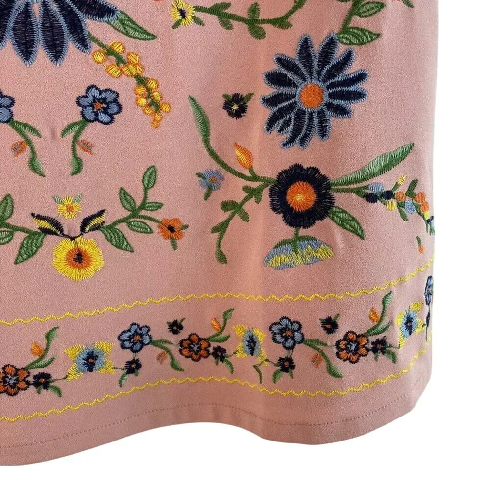 Floral Boho Embroidered Mini Skirt Size Medium